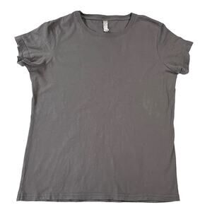 LAT Scoop Neck Tee Shirt Top Medium Ladies Lge Short Sleeve Charcoal 100% Cotton